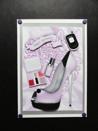 Ladies Pink Shoes with Lippy and Accessories A4 by Valerie Spowart