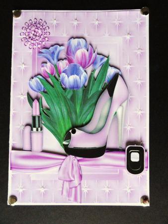 Pretty Lilac and Pink Tulips with Pink Shoes and Lippy by Valerie Spowart