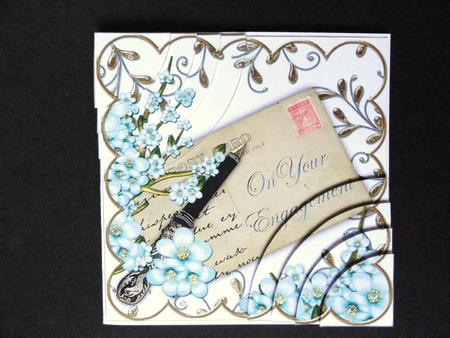 Blue Blossom Engagement Ink Saver 6in Duo Corner Stacker by Valerie Spowart