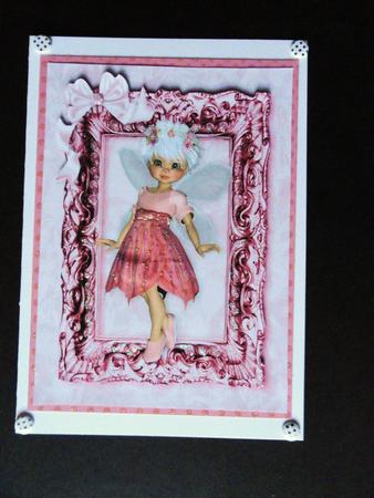 Pretty Kiki Fairy in Pink with Pretty Bow in Frame A4 by Valerie Spowart