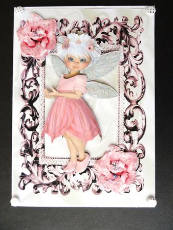 Little Rosebud Fairy Pretty in Pink in Frame by Valerie Spowart