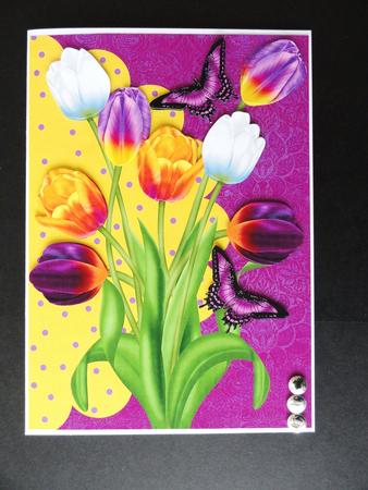 Tulip Birthday Card Front by Valerie Spowart