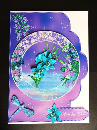 Fantasy Lilies 2 Scallop Card Front with Step by Step by Valerie Spowart