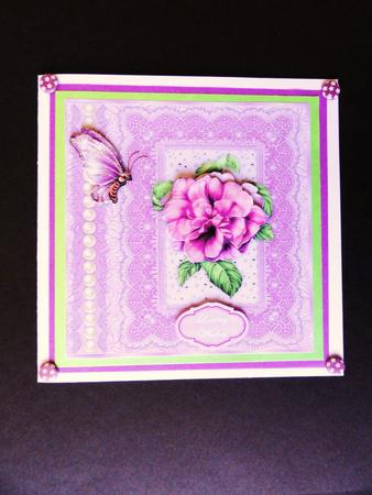 A Rose Pink Square Card Front with Step by Step by Valerie Spowart
