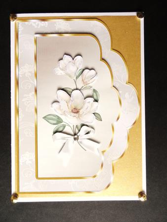 Scalloped Card Front with Ivory Magnolias by Valerie Spowart