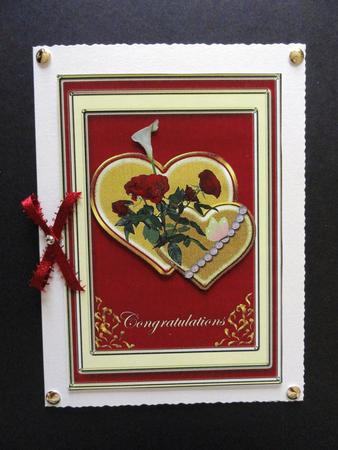 A4 Celebrate Two Gold Hearts with Flowers by Valerie Spowart