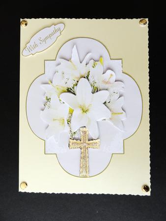 Religious Floral Card Gold Cross by Valerie Spowart