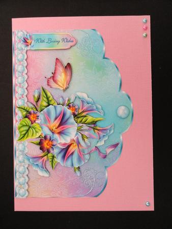 Morning Glory A4 Scallop Edge Card Front by Valerie Spowart