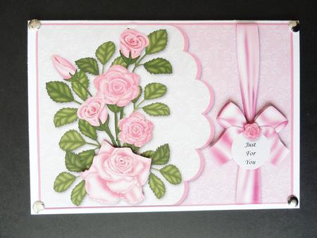 Scalloped Rose Card Front - Pink by Valerie Spowart
