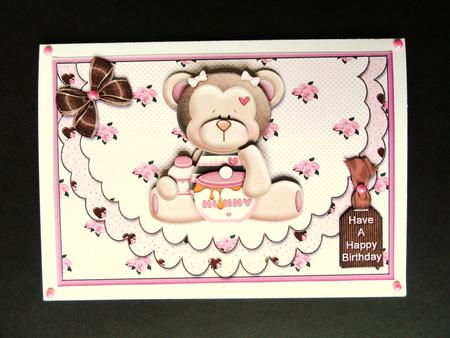 Bumbly Bear Scalloped Envelope Style Card Front by Valerie Spowart