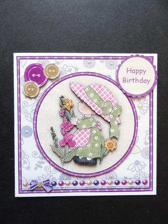 Picking Flowers Buttons 'n' Bows 6x6 Square Card by Valerie Spowart
