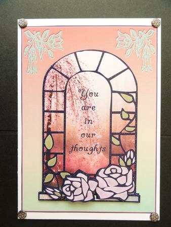 Rose Stained Glass Window - in Our Thoughts by Valerie Spowart