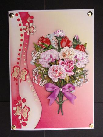 Bouquet and Butterflies Card Front with Decoupage by Valerie Spowart