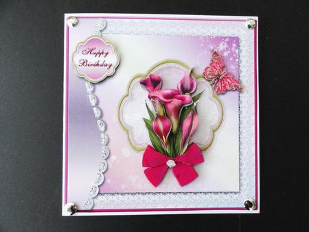 Cala Lilies with Sparkles Card Front by Valerie Spowart