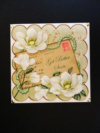 Olive Magnolia Get Better Soon 8in Decoupage Topper by Valerie Spowart