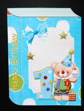Clown Bear with Number 1 Book Card by Valerie Spowart