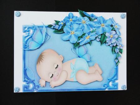Cute Little Baby Boy in Flower Frame with Butterflies by Valerie Spowart
