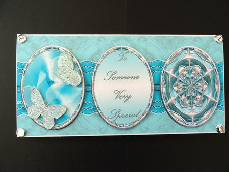 Three Cameos Dl Card - Aqua by Valerie Spowart