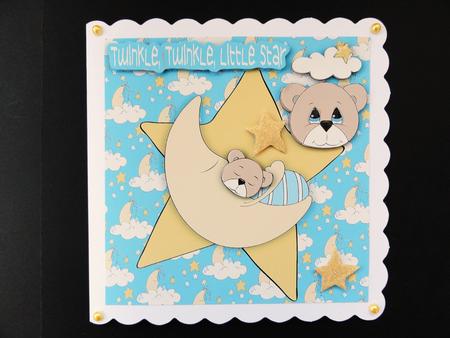 Twinkle Twinkle Little Star Cute Teddy Sleeping 8x8 by Valerie Spowart
