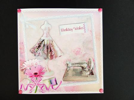Fashion Fabulous Sewing 8x8inch Card Front by Valerie Spowart
