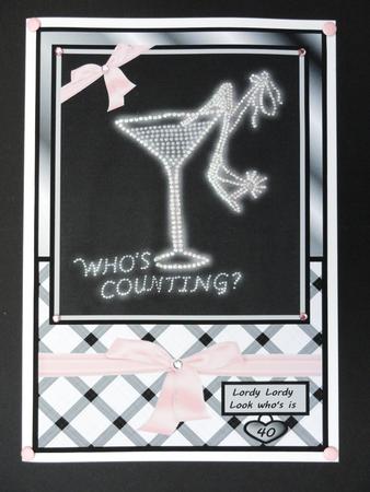 Ladies Heel Shoe in a Martini Glass 40th Birthday A4 by Valerie Spowart