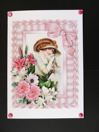 Vintage Girl with Pink Floral Spray by Valerie Spowart