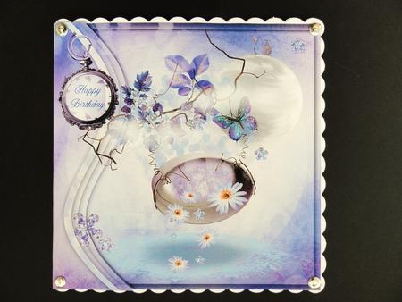 Swirl Border Anemone Moon Card Front 8x8inch by Valerie Spowart
