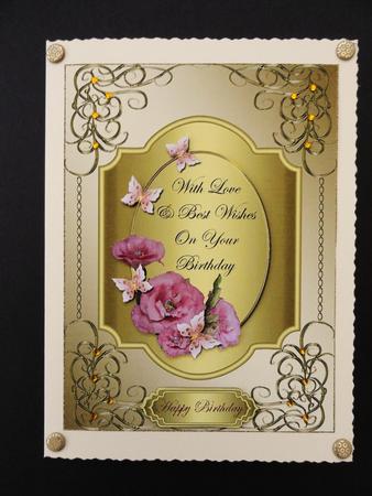 Metallic Card Front with Flowers & Butterflies 1 by Valerie Spowart