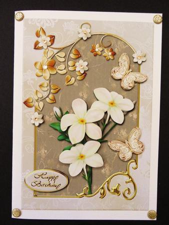 Jasmine Oriental Style Beige Card Front by Valerie Spowart