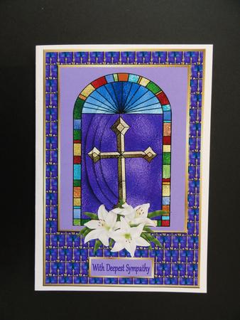 Stained Glass Window with a Cross with Lilly's Qs by Valerie Spowart