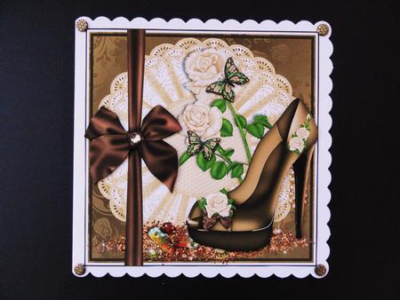 Coffee and Cream Shoe with Roses by Valerie Spowart