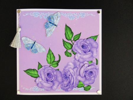Lilac Roses and Butterflies 8 x 8 by Valerie Spowart