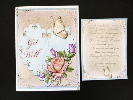 Get Well - Heritage Roses with Insert by Valerie Spowart