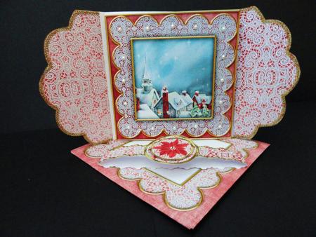 Red Rooftops 3D Scallop Lace Wrap Card Kit by Valerie Spowart