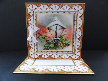 Christmas Lantern Oran Anglaise Scallop Square 3D Card Kit by Valerie Spowart