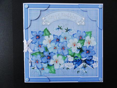 8 x 8 Violas Birthday Scalloped Corner Topper by Valerie Spowart