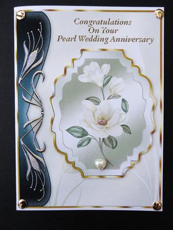 Ivory Magnolias Art Nouveau Card Front - Pearl Wedding by Valerie Spowart