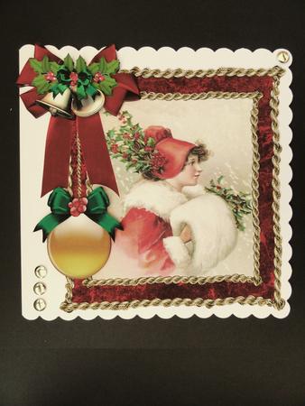 8x8 Vintage Christmas Lady in Luxury Frame by Valerie Spowart