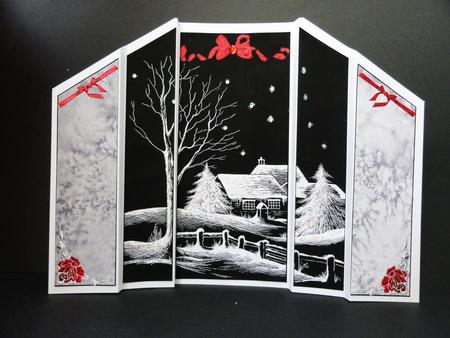 Black and White Christmas Theatre Fold Card by Valerie Spowart