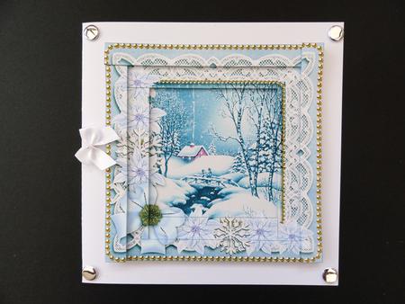 Ice Poinsettia Blue Winter Walk 5in Spiral Edge Stacker by Valerie Spowart