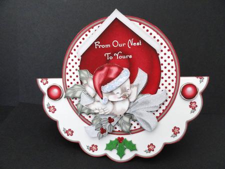 Little Christmas Sparrow Wobble Card by Valerie Spowart