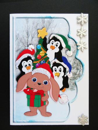 Christmas Pals Scallope Edge Curve Card by Valerie Spowart