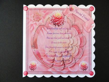 Floral Friendship with Flower Shape Pyramage and Verse by Valerie Spowart