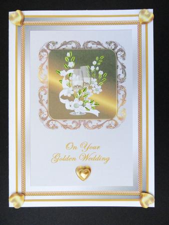 Wine Glasses & Flowers - Golden Wedding by Valerie Spowart