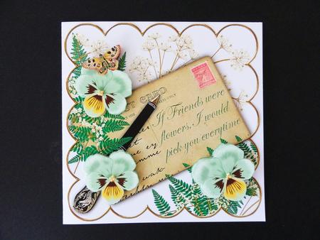 Mint Pansy Ink Saver If Friends Were. 6in Decoupage Topper by Valerie Spowart