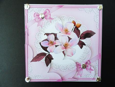 Clematis and Lace Shell Edged Corner Side Stacker by Valerie Spowart