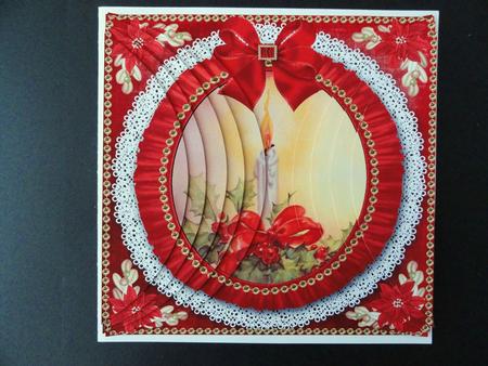 Red Christmas Candle 8in Rounded Side Stacker by Valerie Spowart
