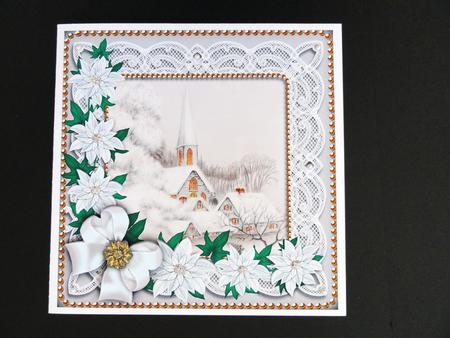Silver Ice Church Poinsettia 8in Decoupage Step by Step by Valerie Spowart
