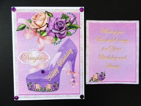Girly Birthday Topper with Heritage Roses and Highheels by Valerie Spowart