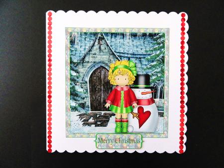 Winter Molly Christmas 6x6 Card Front by Valerie Spowart